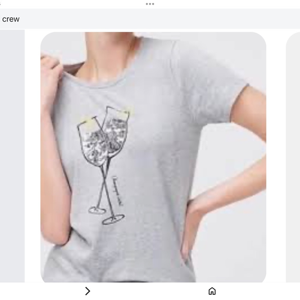 J. Crew Gray Tee With Champagne Graphic Design.